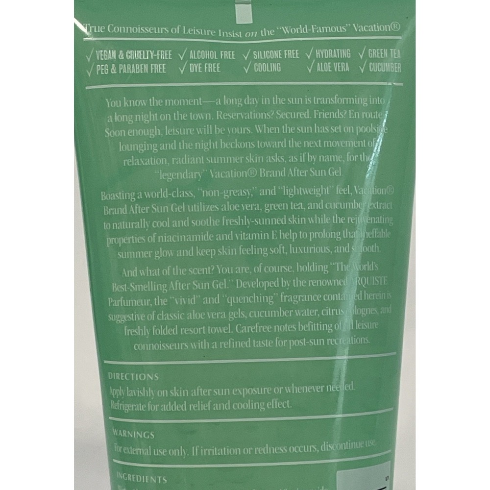 Vacation After Sun Gel Soothing Aloe Vera Gel ~ 6 Fl Oz ~ SEALED - Picture 4 of 5